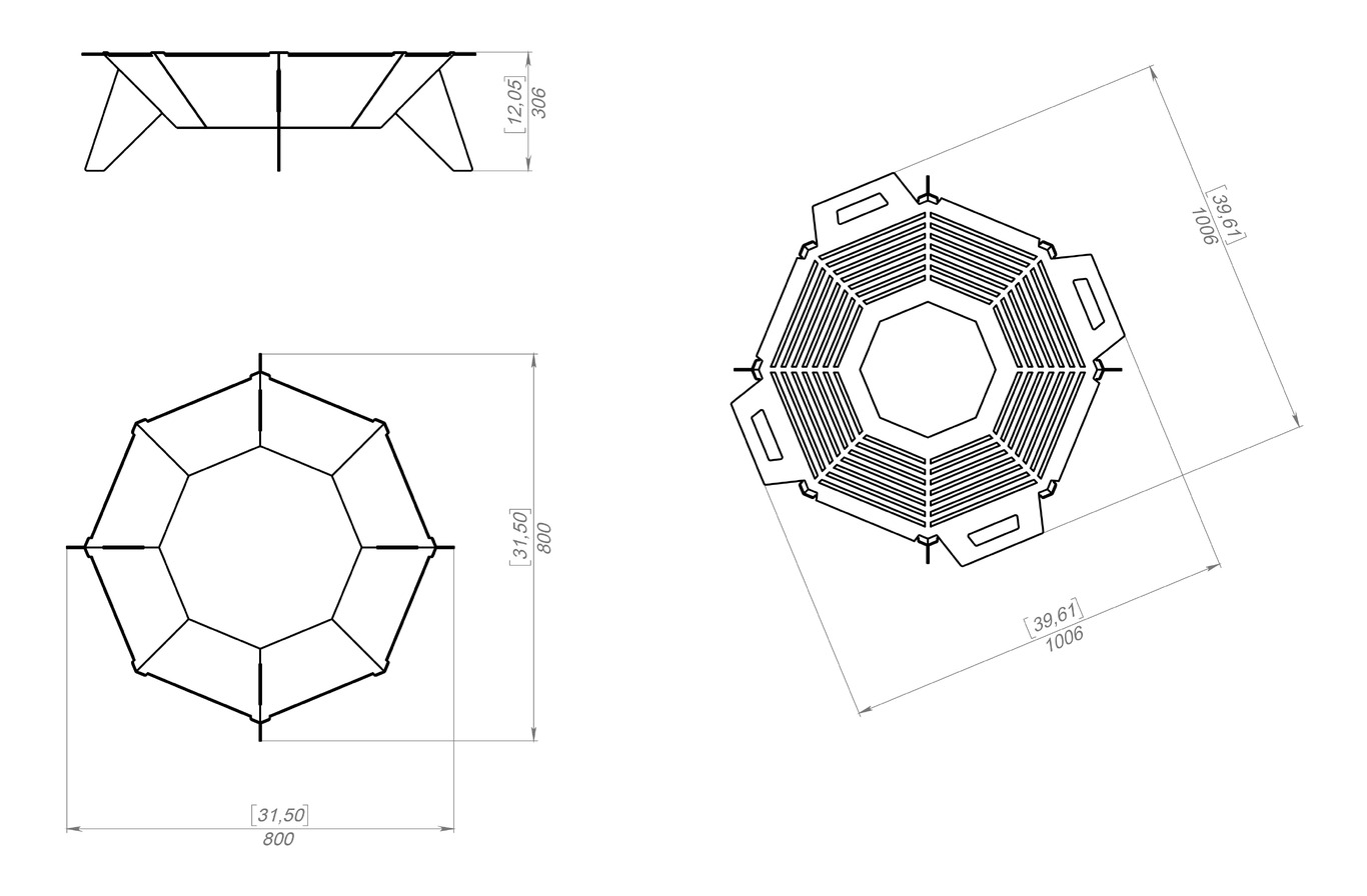 UFO Fire Pit Grill. DXF files for plasma, laser cutting. Фото 11