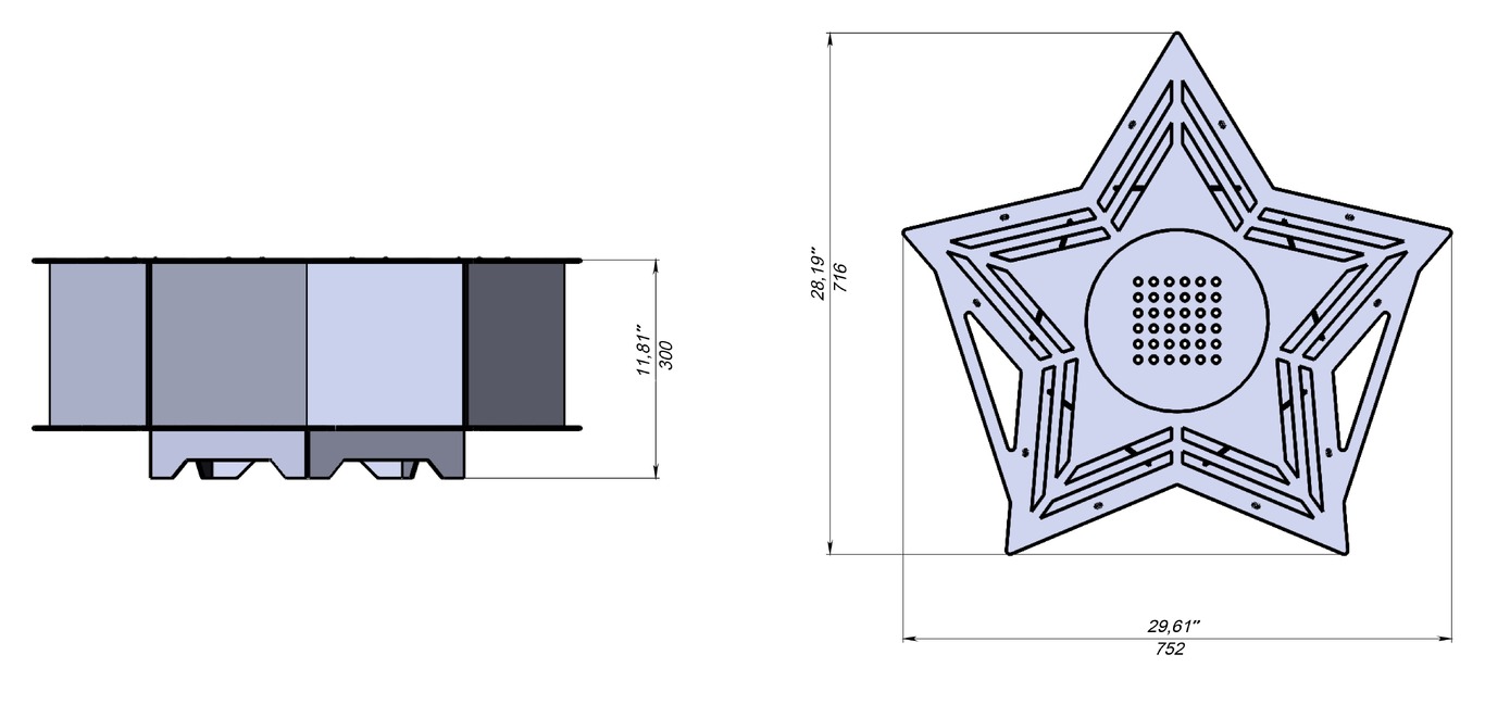 Star Fire Pit Grill. DXF files for plasma, laser cutting. Фото 12