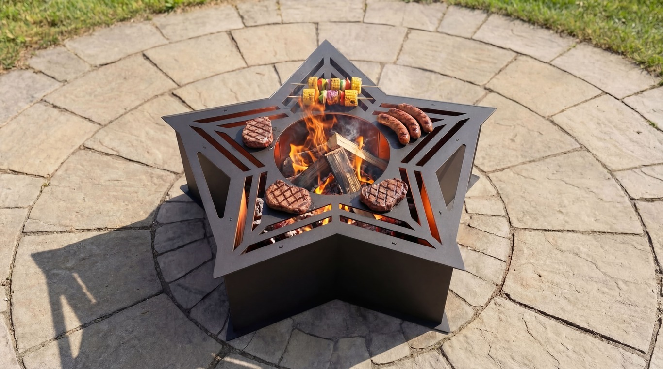 Star Fire Pit Grill. DXF files for plasma, laser cutting