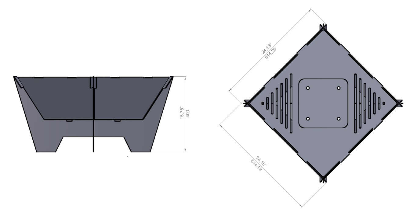 24-Inch Square Fire Pit Grill. DXF files for plasma, laser cutting. Фото 9
