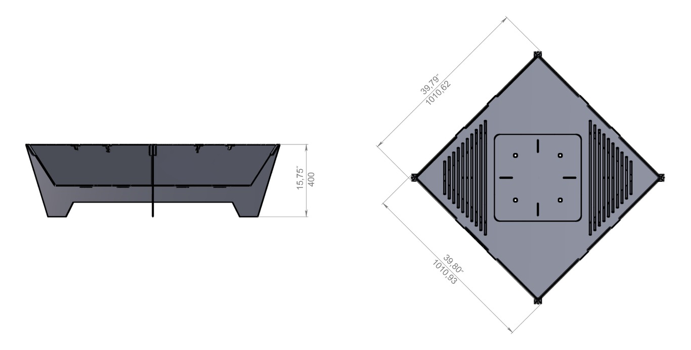 39-Inch Collapsible Square Fire Pit Grill. DXF files for plasma, laser cutting. Фото 10