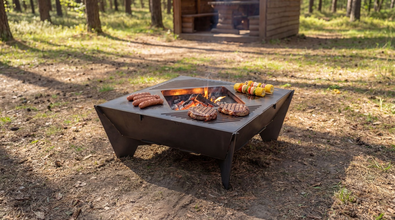 39-Inch Collapsible Square Fire Pit Grill. DXF files for plasma, laser cutting. Фото 2