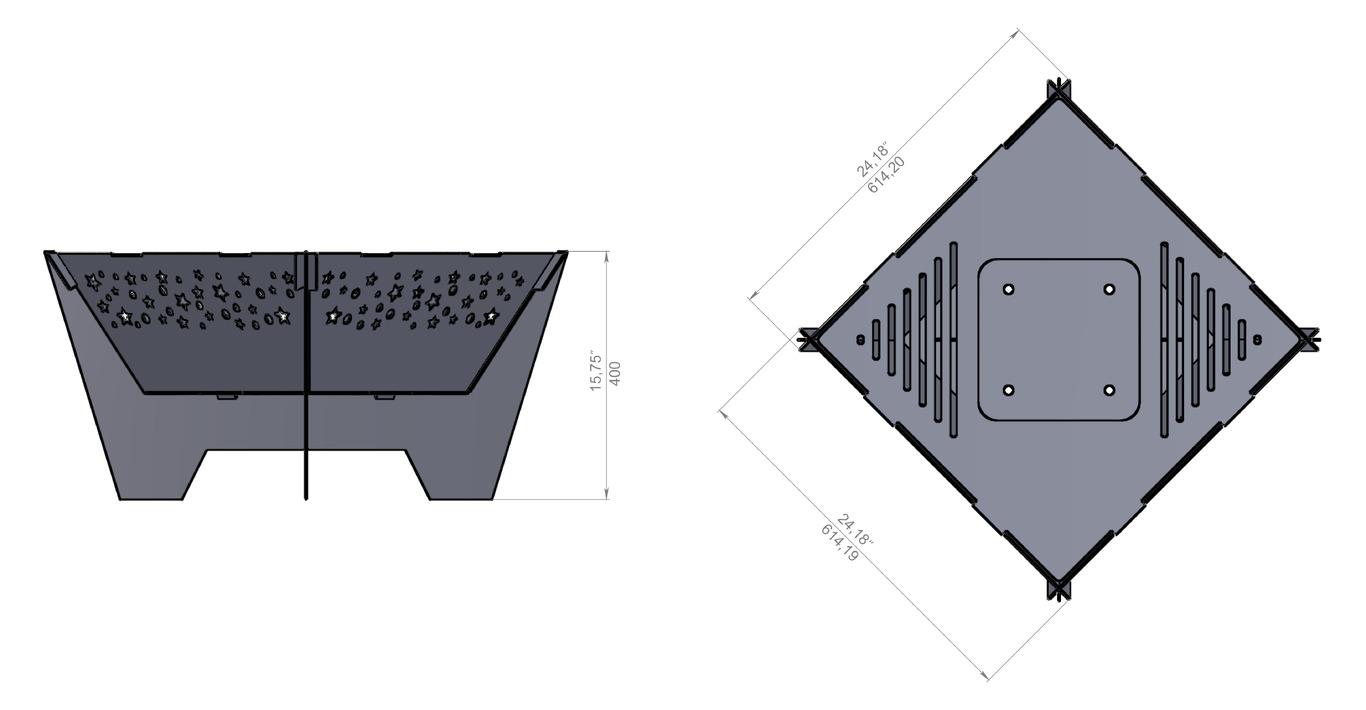 24-Inch Stars Square Fire Pit Grill. DXF files for plasma, laser cutting. Фото 8