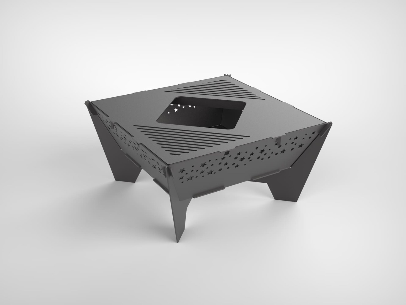 32-Inch Stars Square Fire Pit Grill. DXF files for plasma, laser cutting. Фото 4