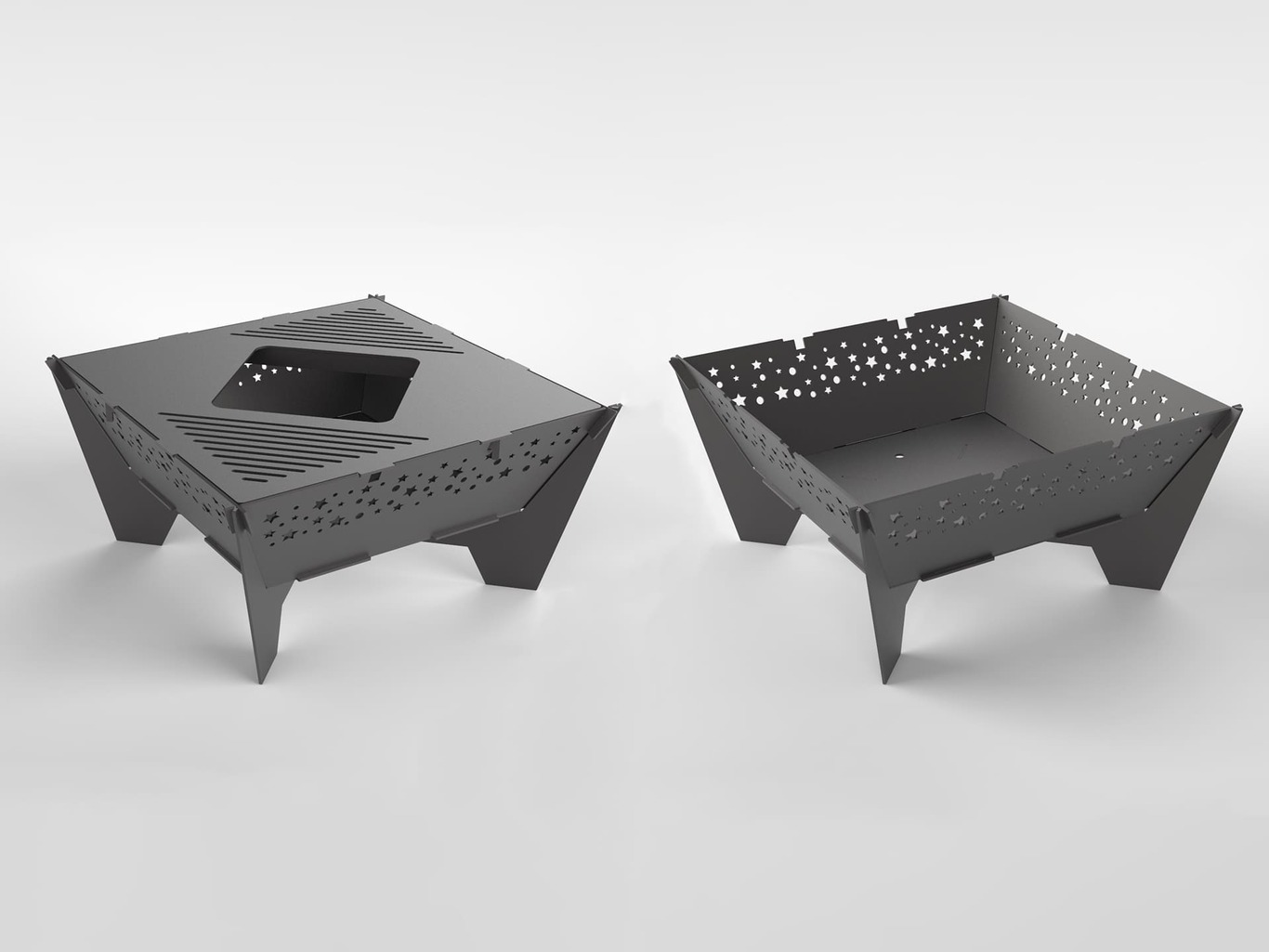 32-Inch Stars Square Fire Pit Grill. DXF files for plasma, laser cutting. Фото 3