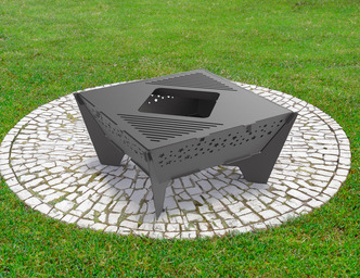 Braciere Quadrato Stelle 800 mm con Griglia. File DXF per taglio plasma, laser