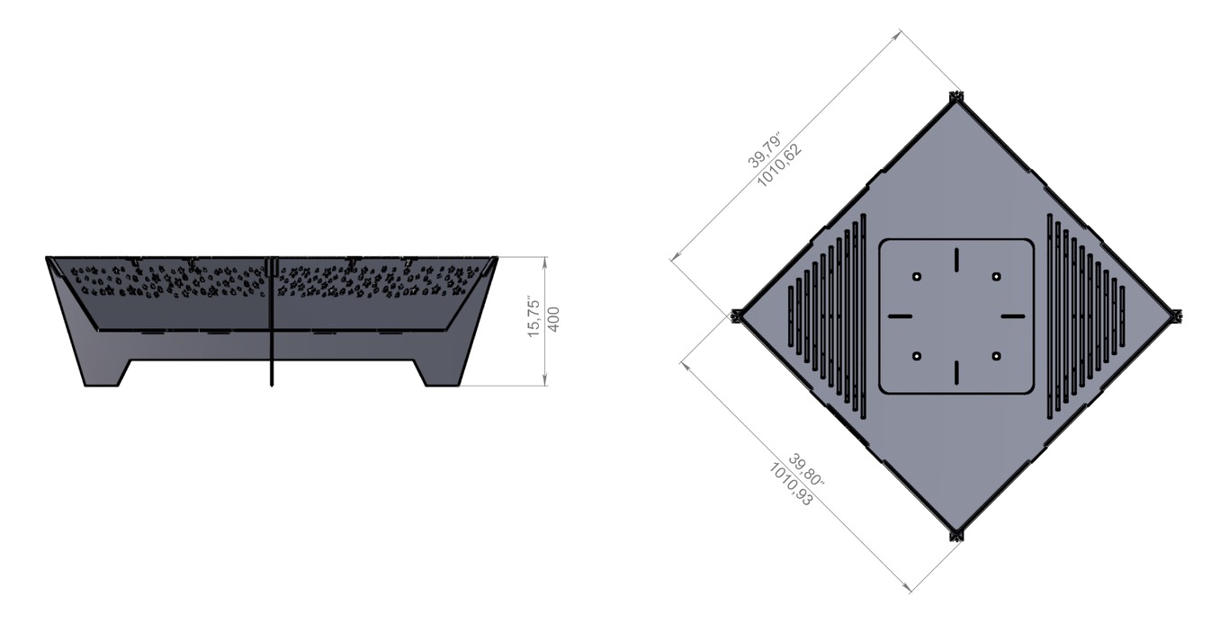 39-Inch Stars Square Fire Pit Grill. DXF files for plasma, laser cutting. Фото 9