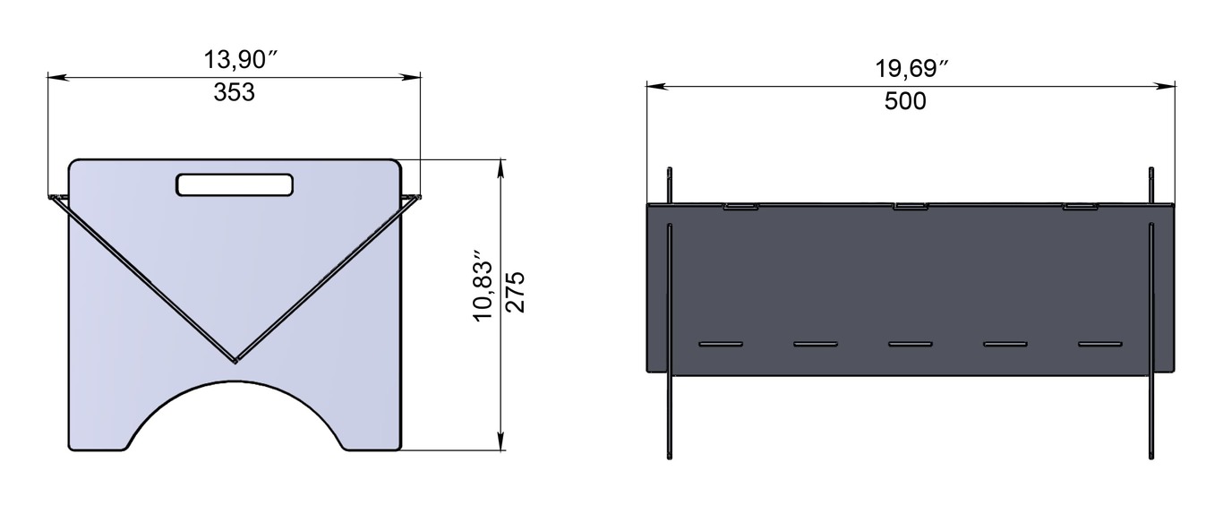 Foldable V2 Fire Pit Grill. DXF files for plasma, laser cutting. Portable Barbecue. Фото 11