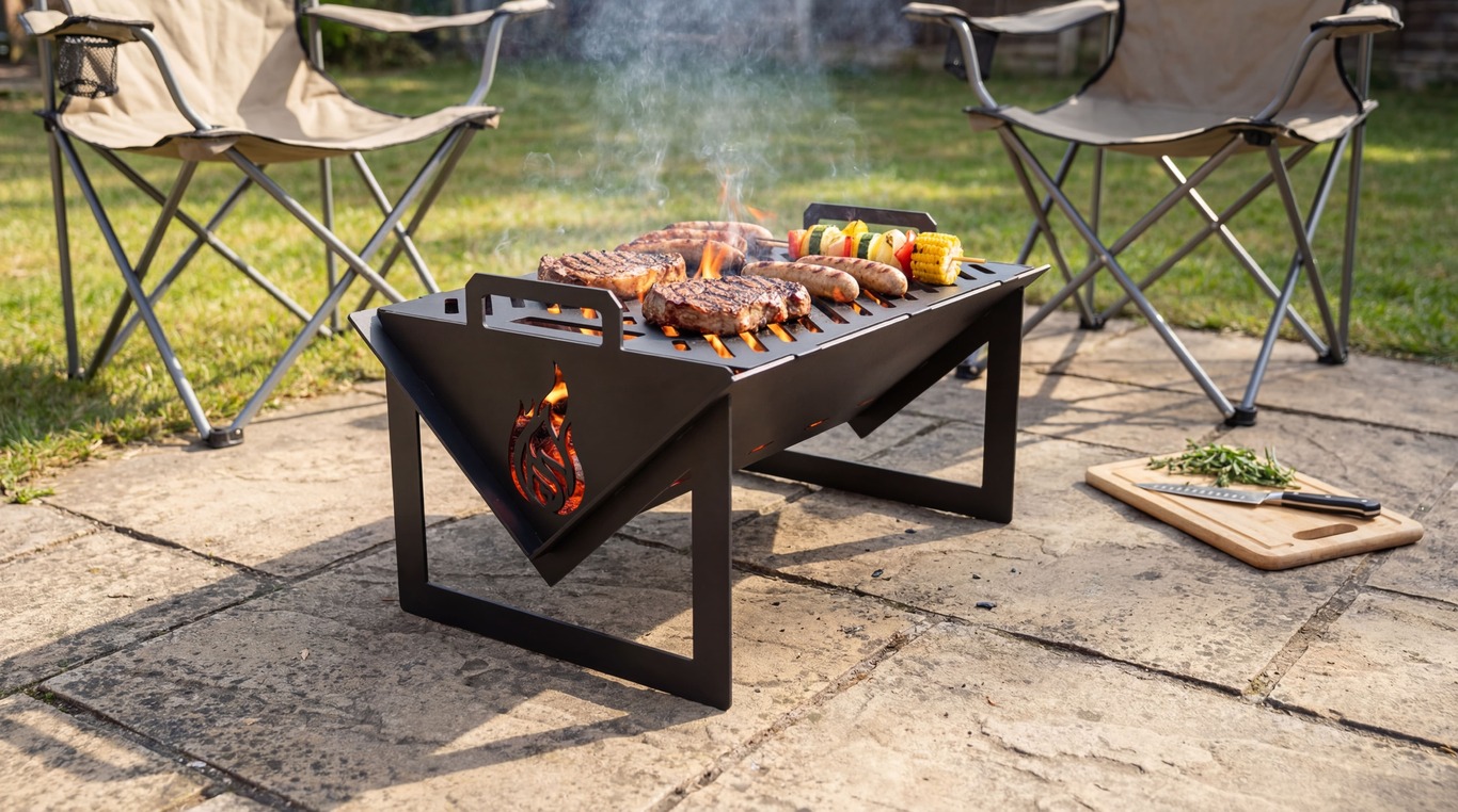 Foldable Fire Pit Grill. DXF files for plasma, laser cutting. Portable Barbecue. Фото 2