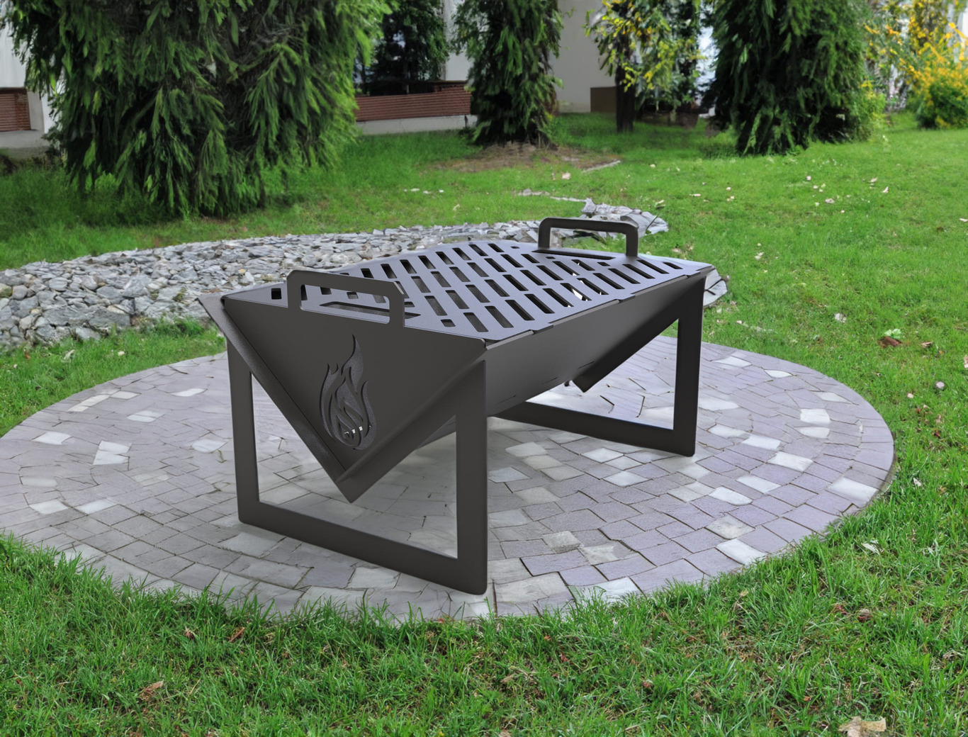 Foldable Fire Pit Grill. DXF files for plasma, laser cutting. Portable Barbecue