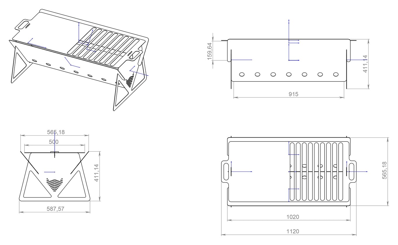 Long Fire Pit Grill. DXF files for plasma, laser cutting. Фото 8