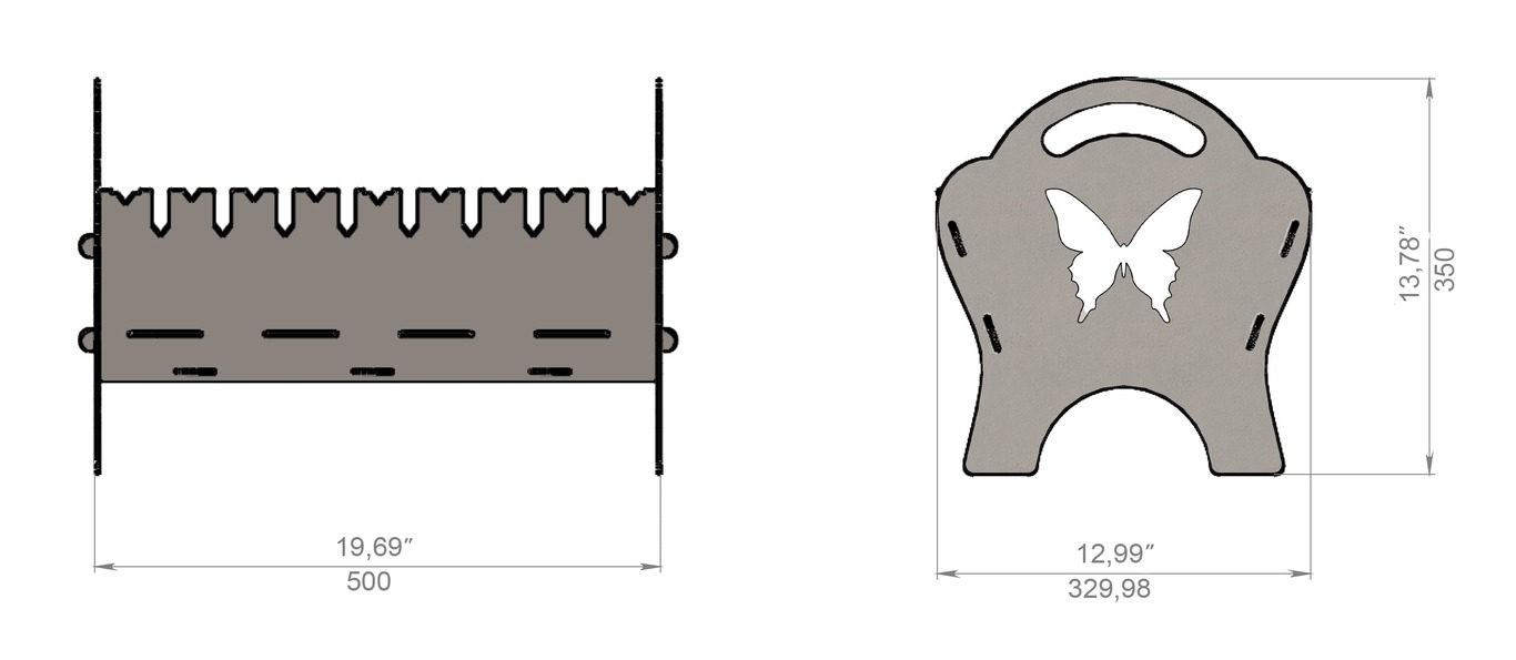 Spark Butterfly Fire Pit Grill. DXF files for plasma, laser cutting. Фото 8
