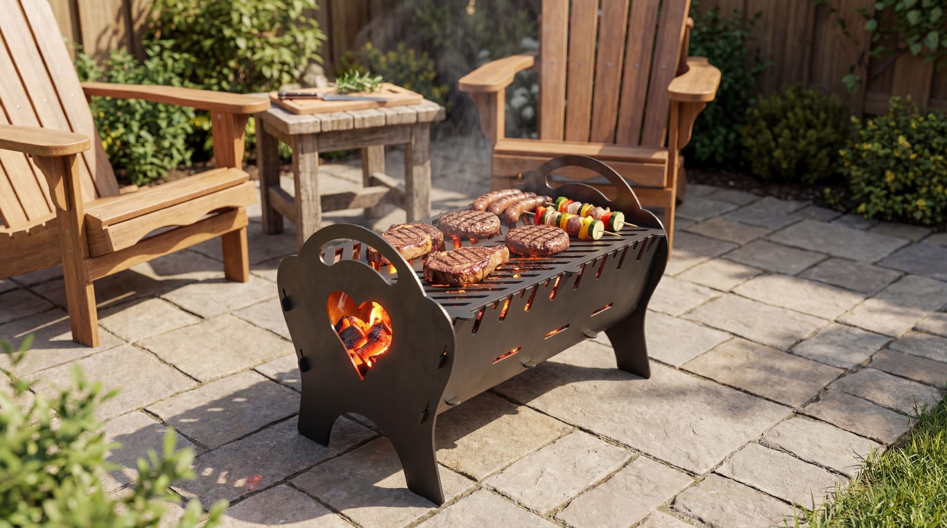Spark Heart Fire Pit Grill. DXF files for plasma, laser cutting. Фото 3