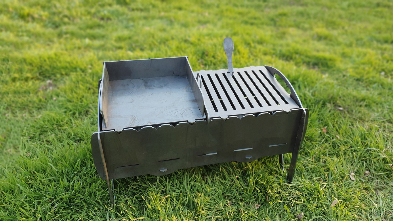 Mangal Collapsible Fire Pit Grill. DXF files for plasma, laser cutting. Barbecue for Camping