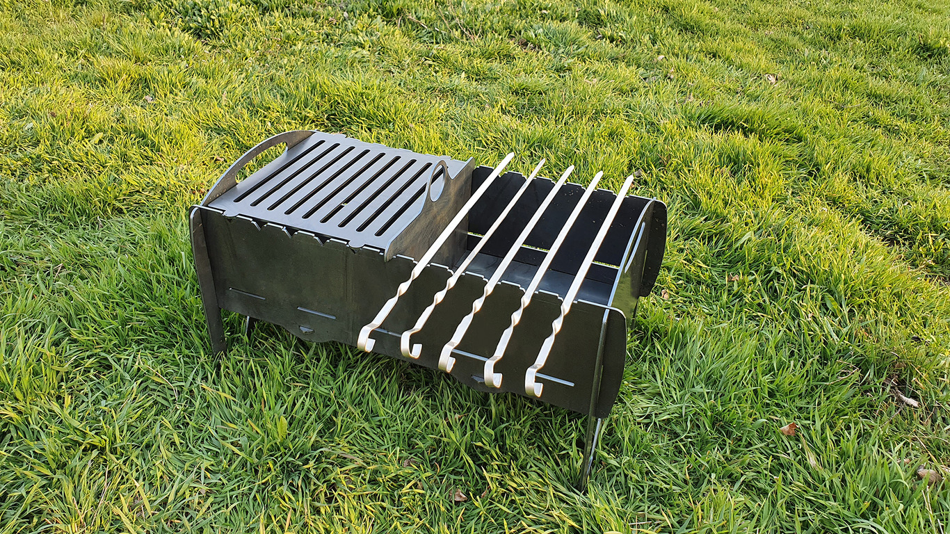 Mangal Collapsible Fire Pit Grill. DXF files for plasma, laser cutting. Barbecue for Camping. Фото 5