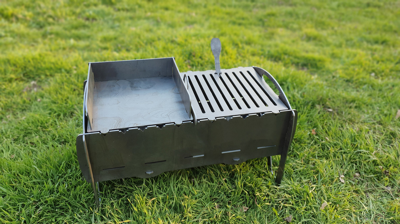 Mangal Collapsible Fire Pit Grill. DXF files for plasma, laser cutting. Barbecue for Camping. Фото 6