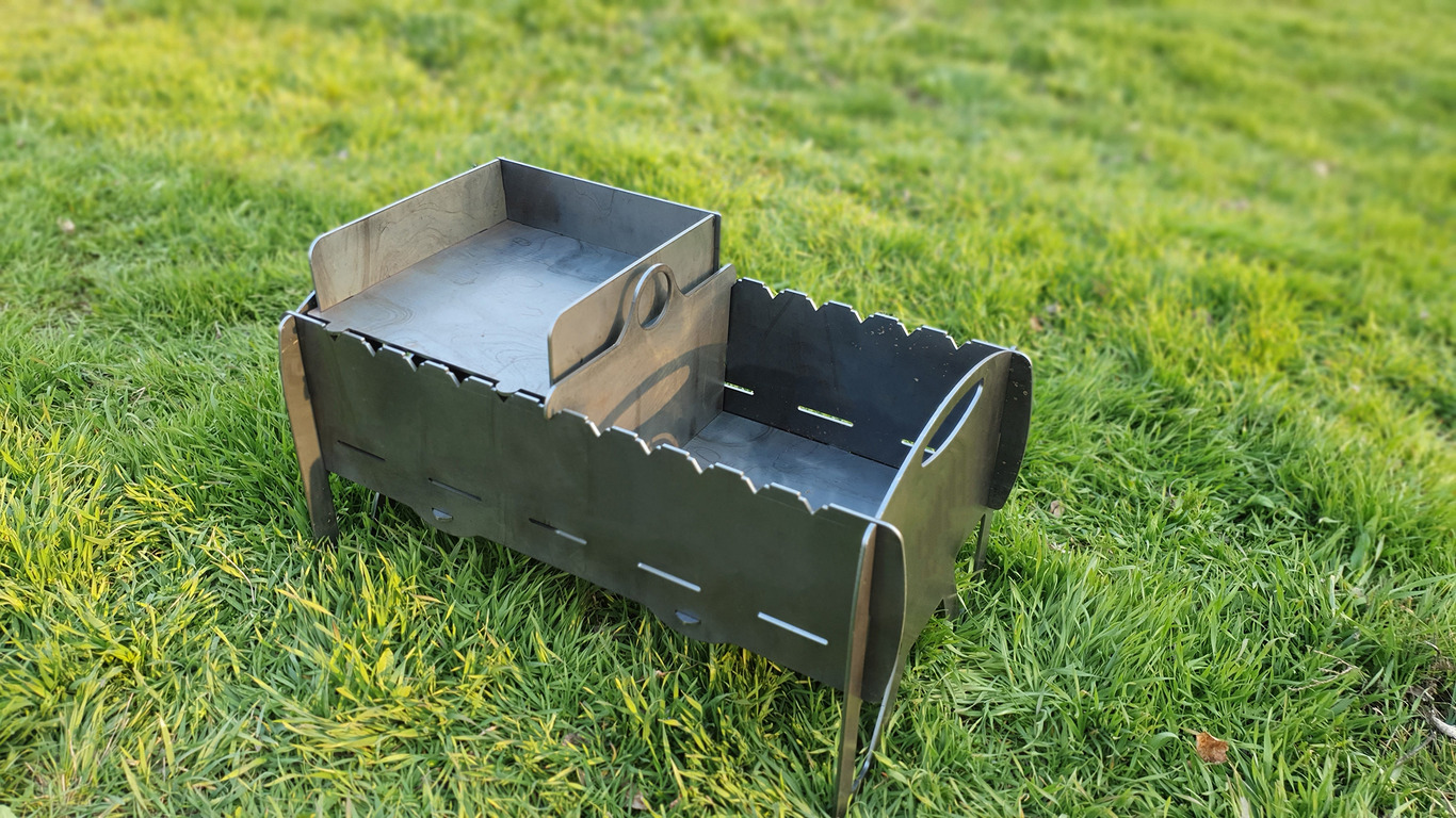 Mangal Collapsible Fire Pit Grill. DXF files for plasma, laser cutting. Barbecue for Camping. Фото 7