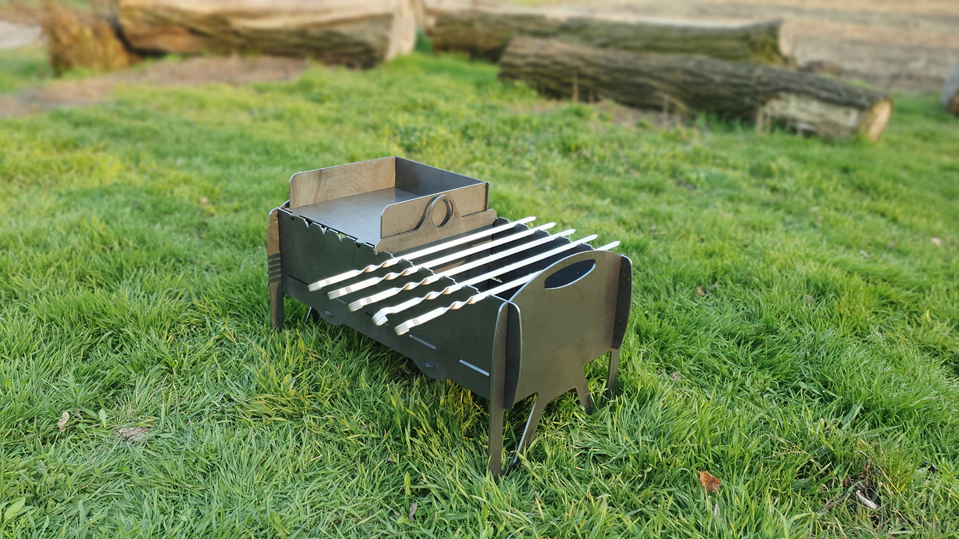 Mangal Collapsible Fire Pit Grill. DXF files for plasma, laser cutting. Barbecue for Camping. Фото 8