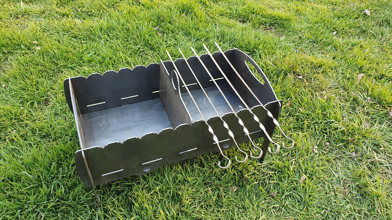 Mangal Collapsible Fire Pit Grill. DXF files for plasma, laser cutting. Barbecue for Camping. Фото 9