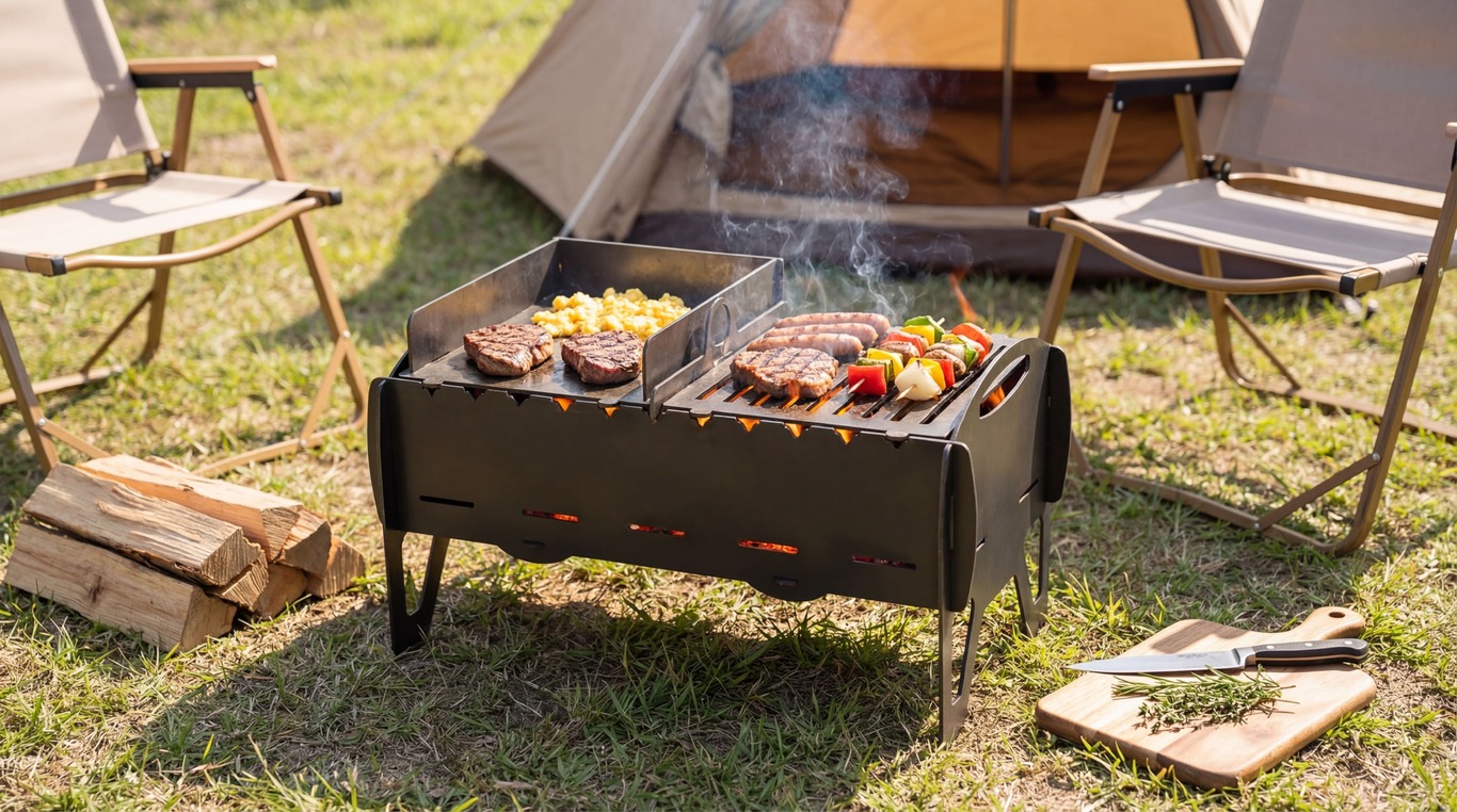Mangal Collapsible Fire Pit Grill. DXF files for plasma, laser cutting. Barbecue for Camping. Фото 2