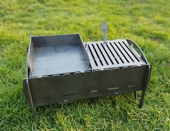 Mangal Collapsible Fire Pit Grill. DXF files for plasma, laser cutting. Barbecue for Camping