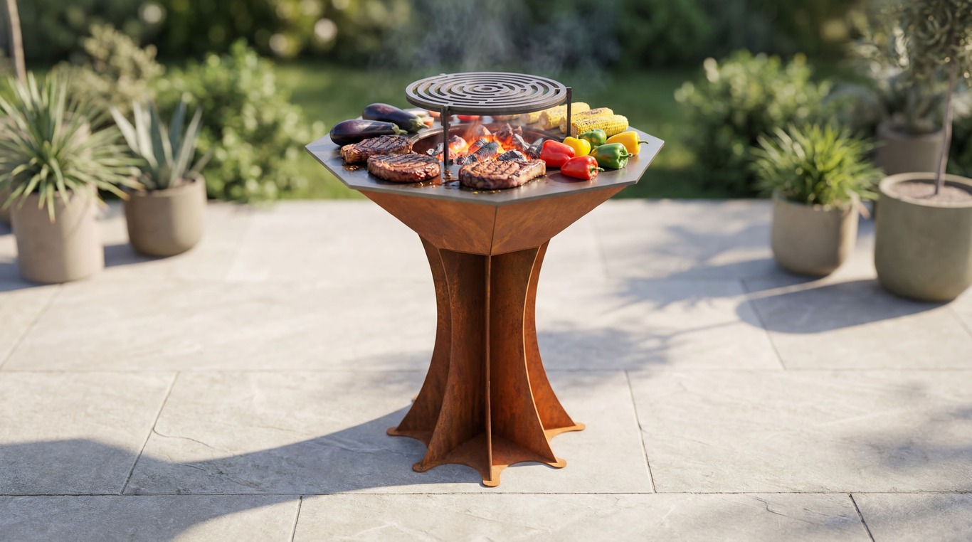 Octagon Fire Pit Grill on Leg. DXF files for plasma, laser cutting. Plancha BBQ. Фото 2
