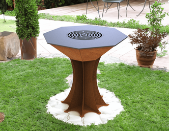 Octagon Fire Pit Grill on Leg. DXF files for plasma, laser cutting. Plancha BBQ