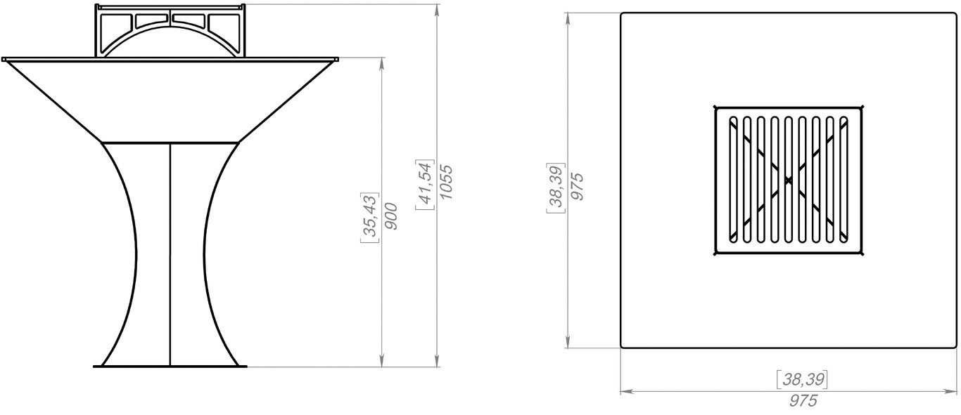 Square Fire Pit Grill on Leg. DXF files for plasma, laser cutting. Plancha BBQ. Фото 11