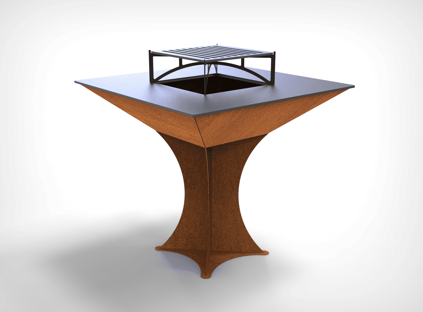 Square Fire Pit Grill on Leg. DXF files for plasma, laser cutting. Plancha BBQ. Фото 4