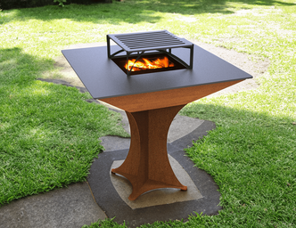 Square Fire Pit Grill on Leg. DXF files for plasma, laser cutting. Plancha BBQ