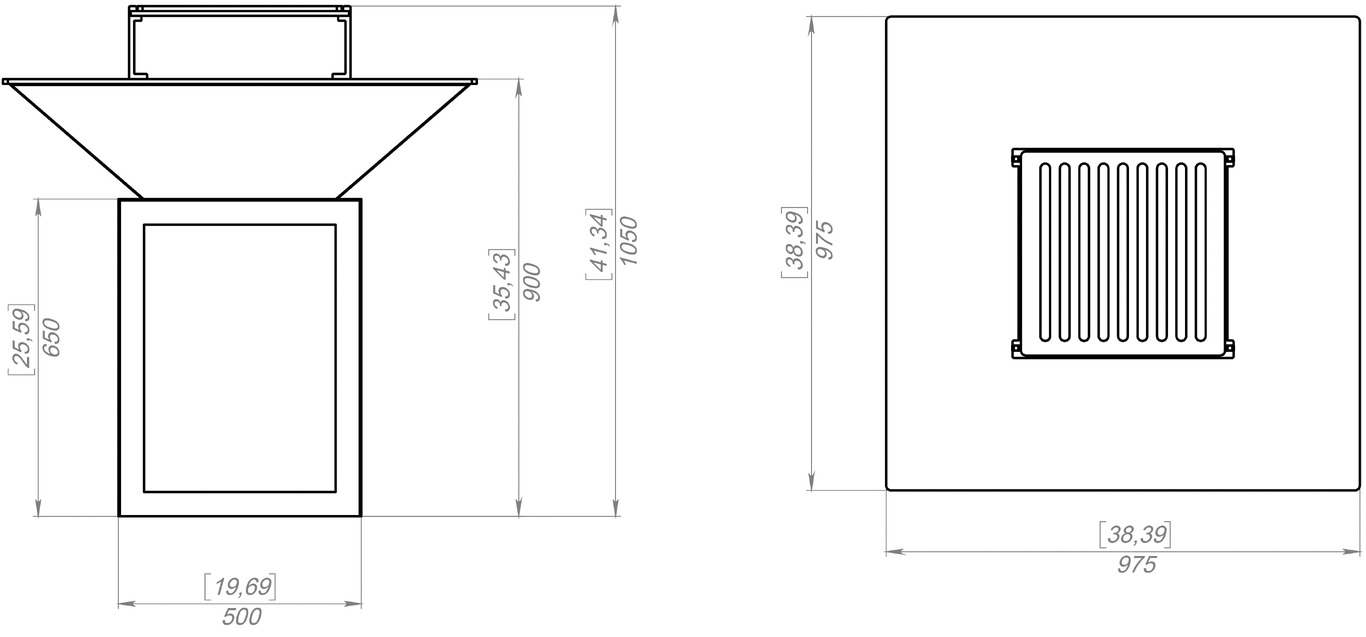 Grătar pătrat 975 mm cu spațiu pentru lemne. Fișiere DXF pentru tăiere cu plasmă și laser. BBQ. Фото 12