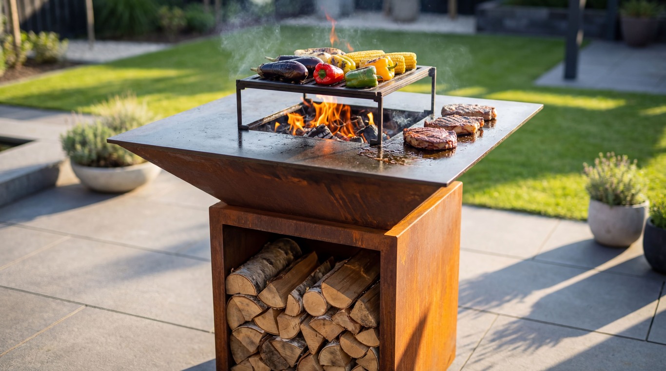Grătar pătrat 975 mm cu spațiu pentru lemne. Fișiere DXF pentru tăiere cu plasmă și laser. BBQ. Фото 4
