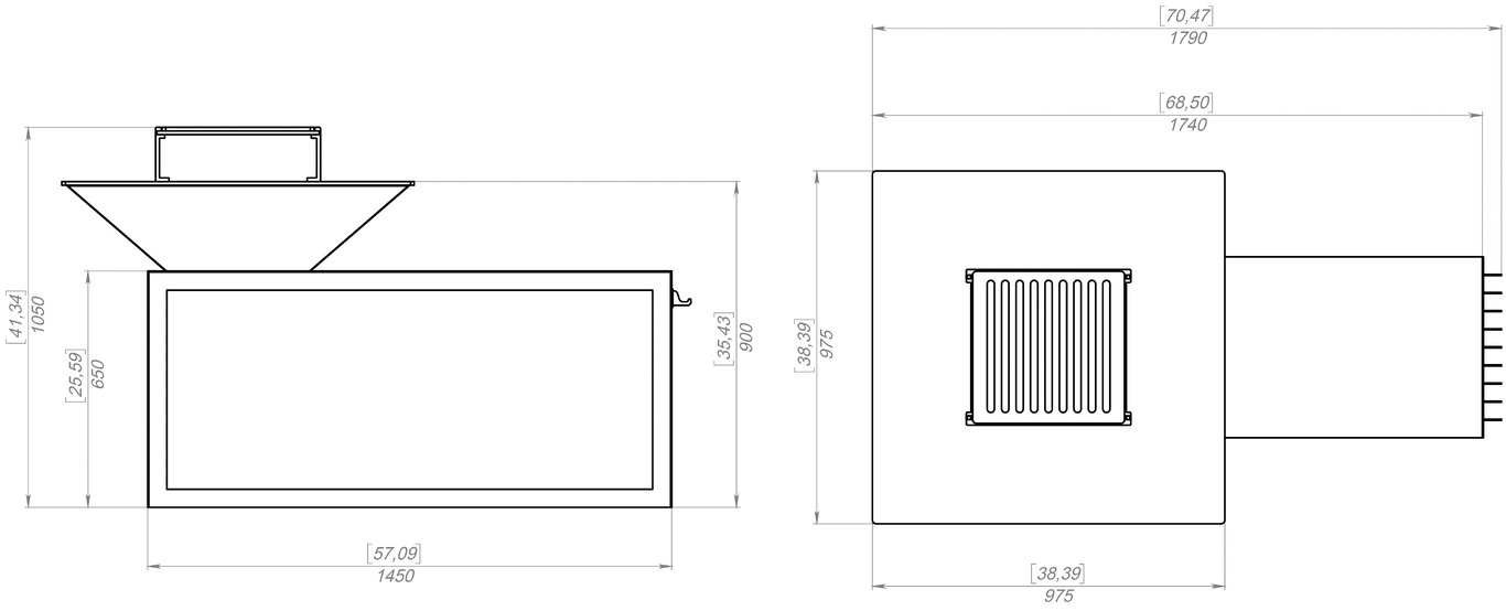 Square Fire Pit Grill V2 with Niche for Firewood. DXF files for plasma, laser cutting. Plancha BBQ. Фото 17