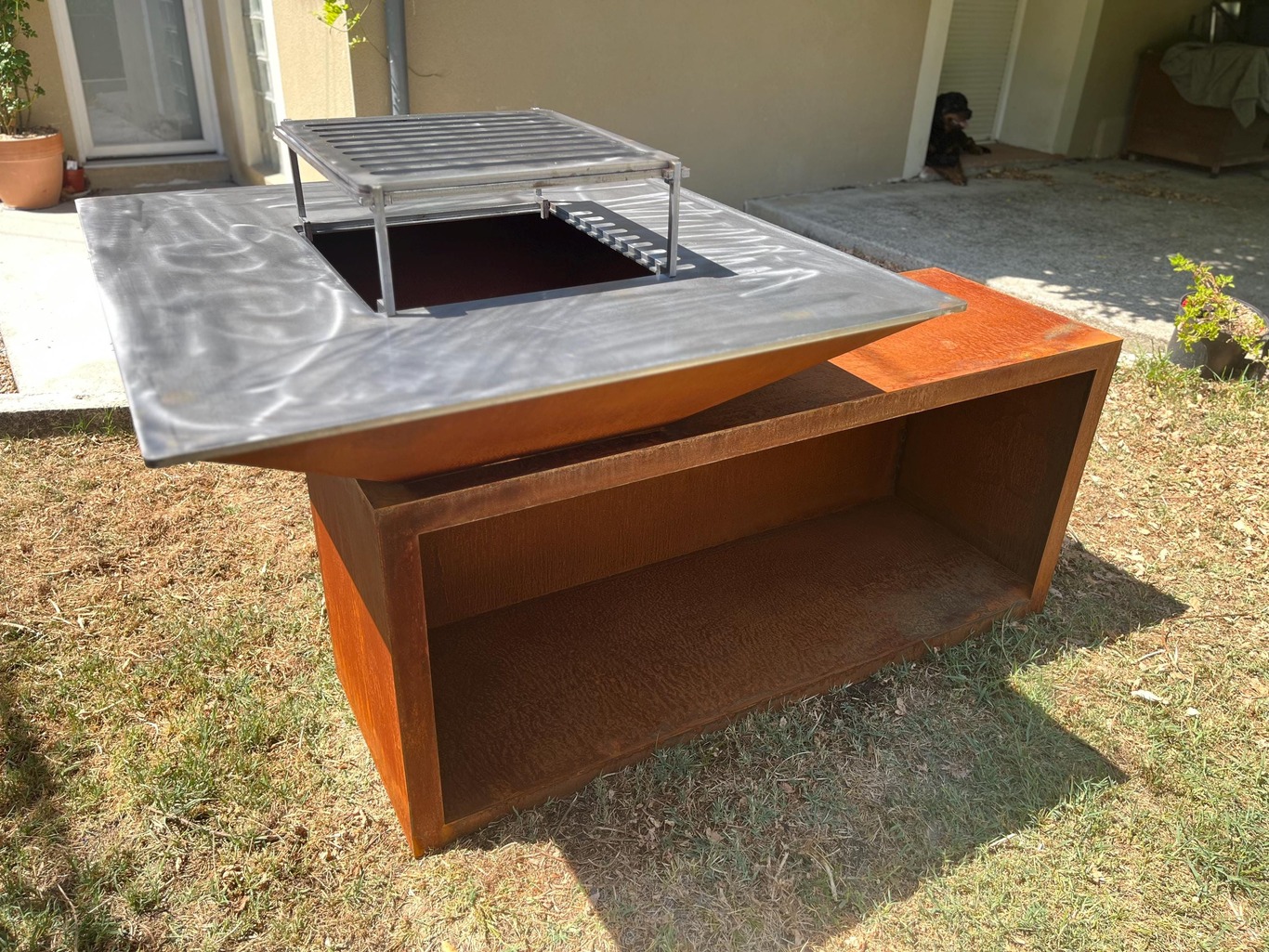 Square Fire Pit Grill V2 with Niche for Firewood. DXF files for plasma, laser cutting. Plancha BBQ. Фото 5