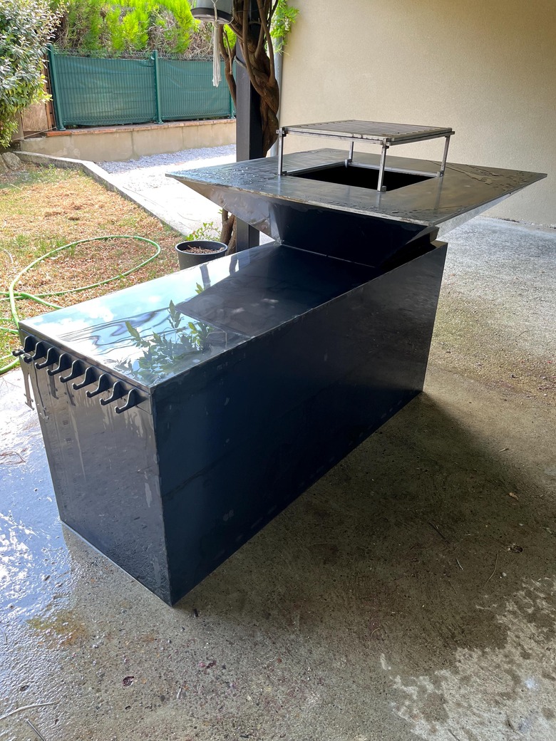 Square Fire Pit Grill V2 with Niche for Firewood. DXF files for plasma, laser cutting. Plancha BBQ. Фото 16