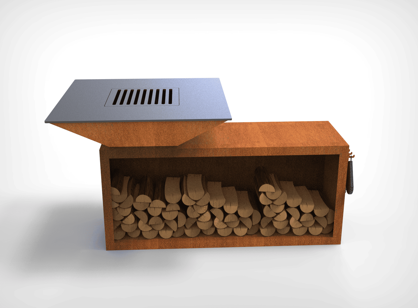 Square Fire Pit Grill V2 with Niche for Firewood. DXF files for plasma, laser cutting. Plancha BBQ. Фото 8