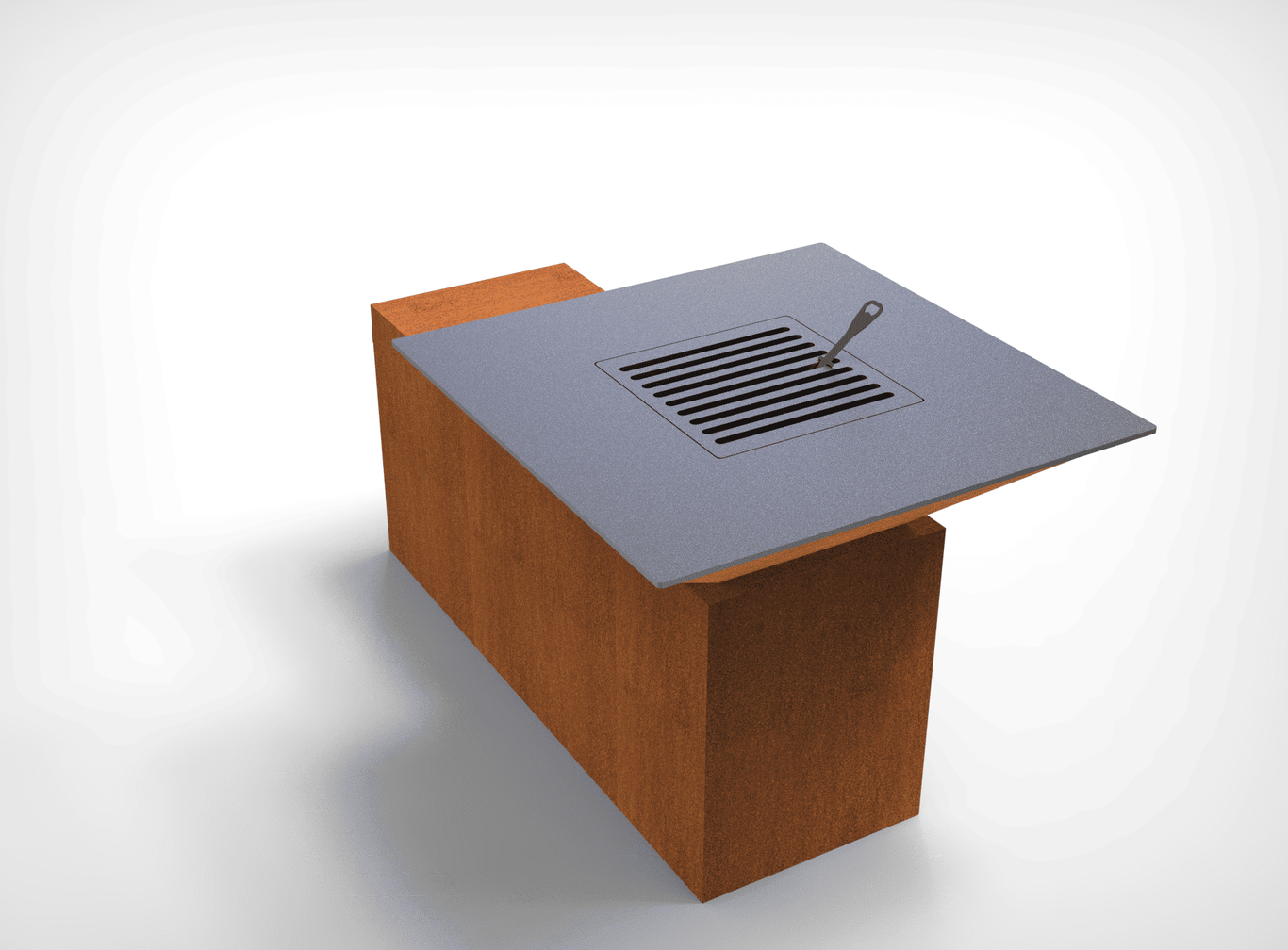 Square Fire Pit Grill V2 with Niche for Firewood. DXF files for plasma, laser cutting. Plancha BBQ. Фото 9