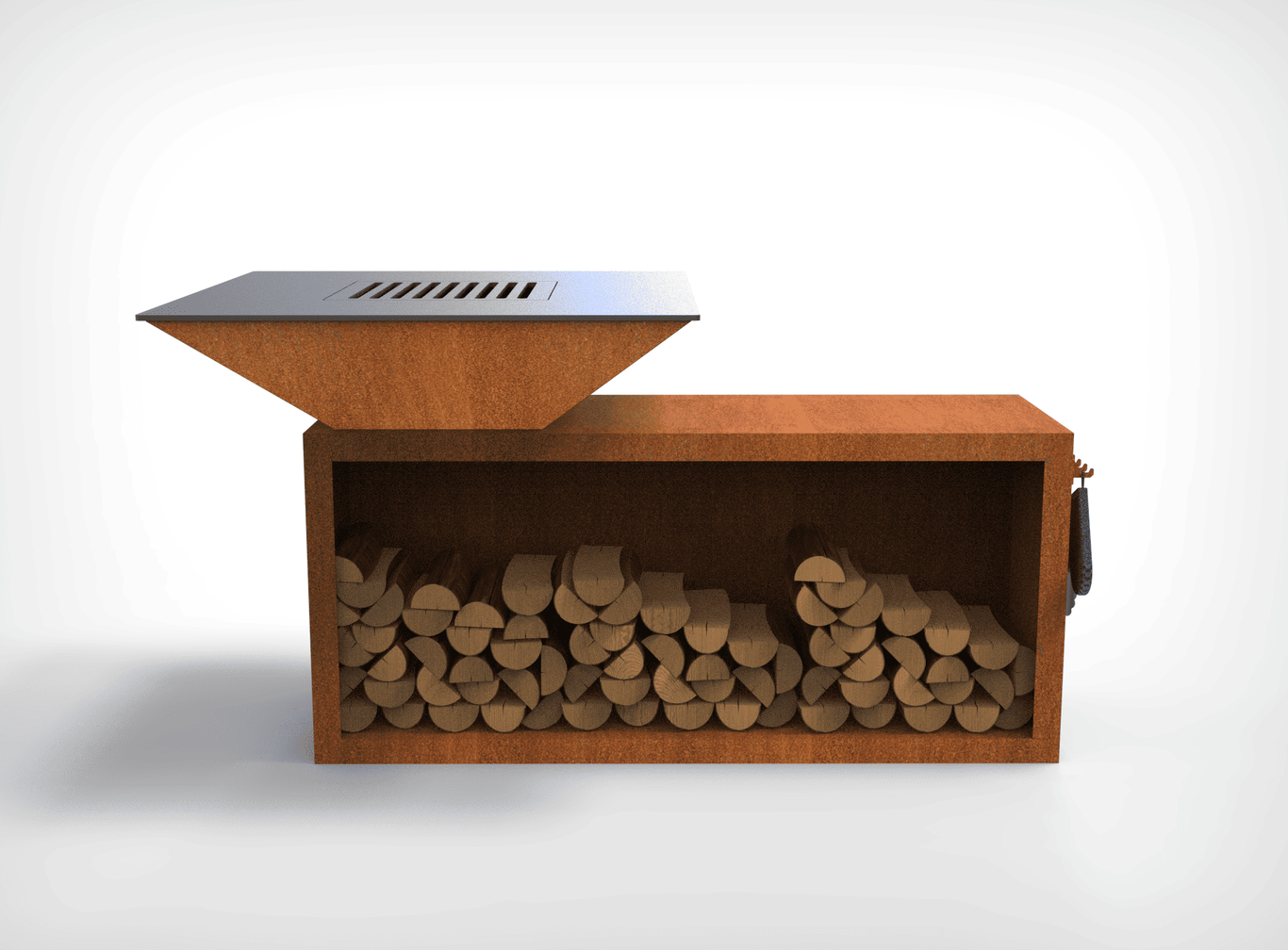 Square Fire Pit Grill V2 with Niche for Firewood. DXF files for plasma, laser cutting. Plancha BBQ. Фото 10