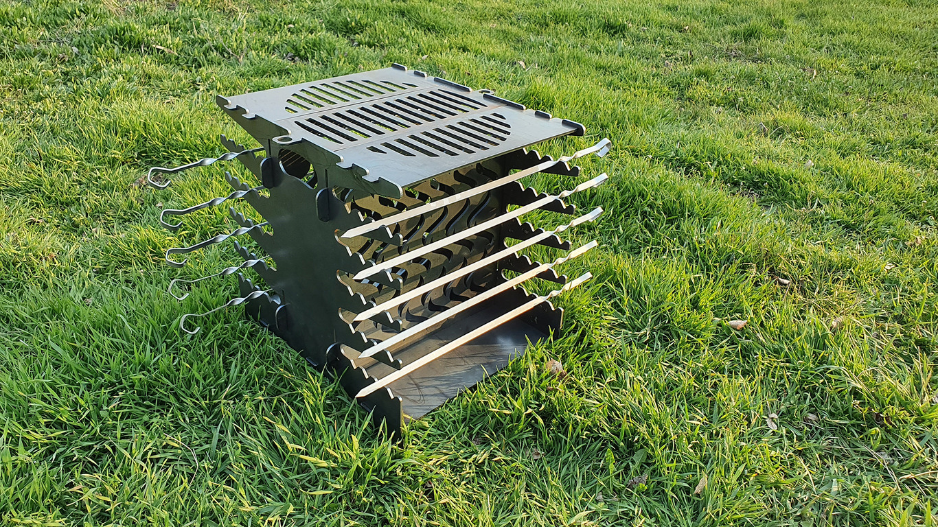 Vertical Shawarma, Doner Kebab Two-Sided, Fire Pit Eco Grill. DXF files for plasma, laser cutting. Фото 6