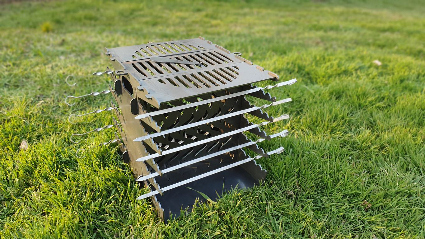Vertical Shawarma, Doner Kebab Two-Sided, Fire Pit Eco Grill. DXF files for plasma, laser cutting. Фото 8