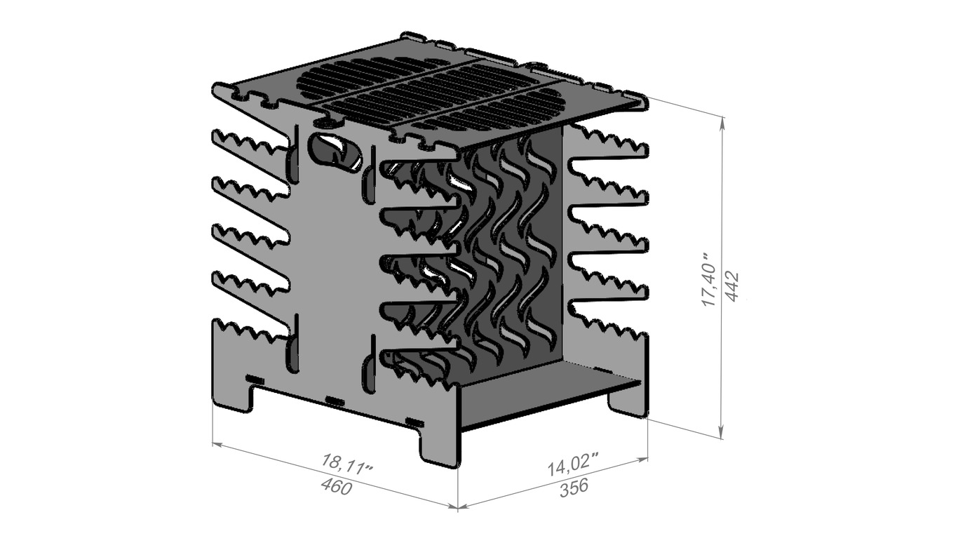 Vertical Shawarma, Doner Kebab Two-Sided, Fire Pit Eco Grill. DXF files for plasma, laser cutting. Фото 9