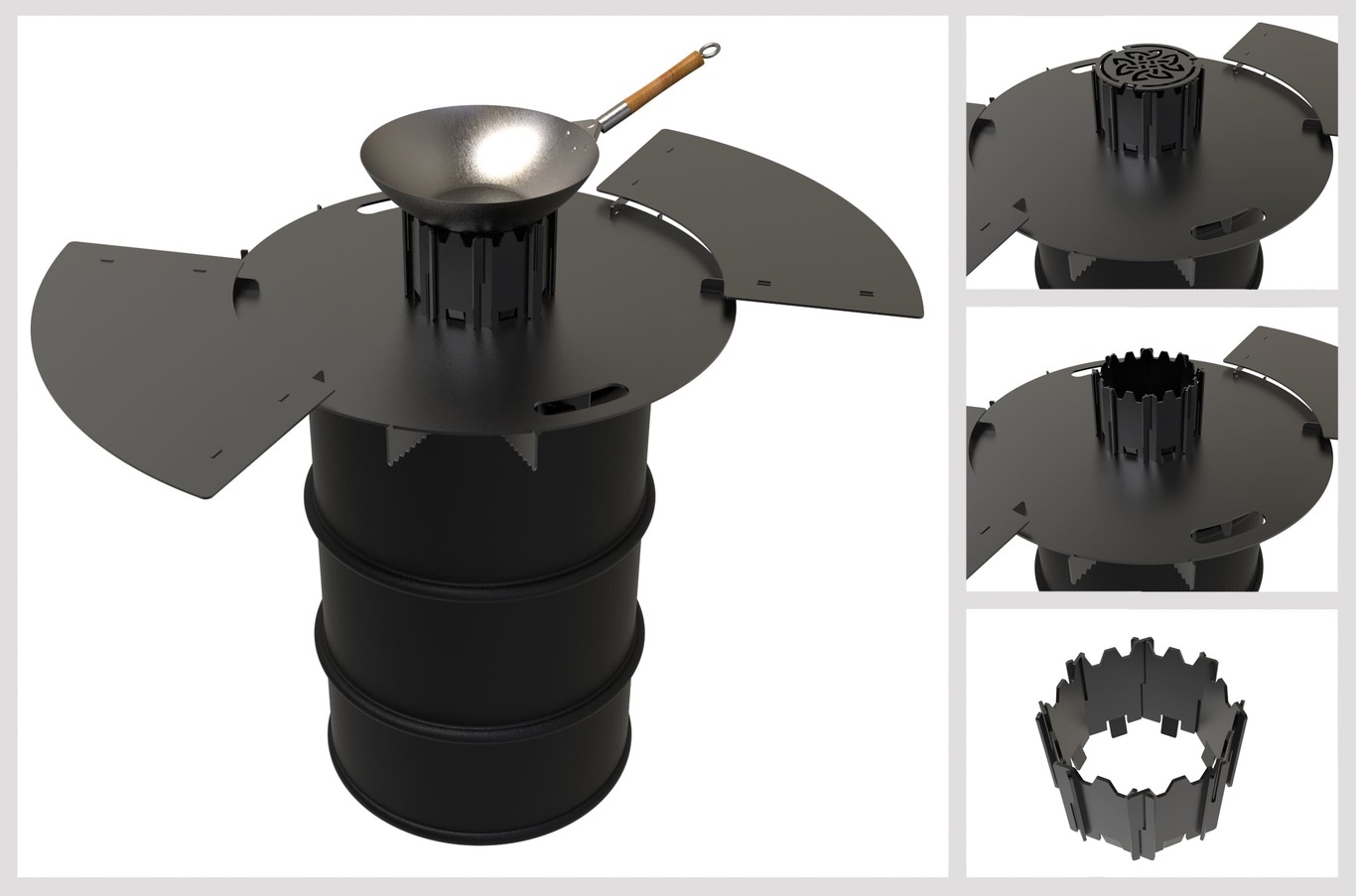 Round 80 cm Fire Plate Grill for Fire Barrel. DXF files for laser, plasma cutting. Plancha BBQ. Фото 5