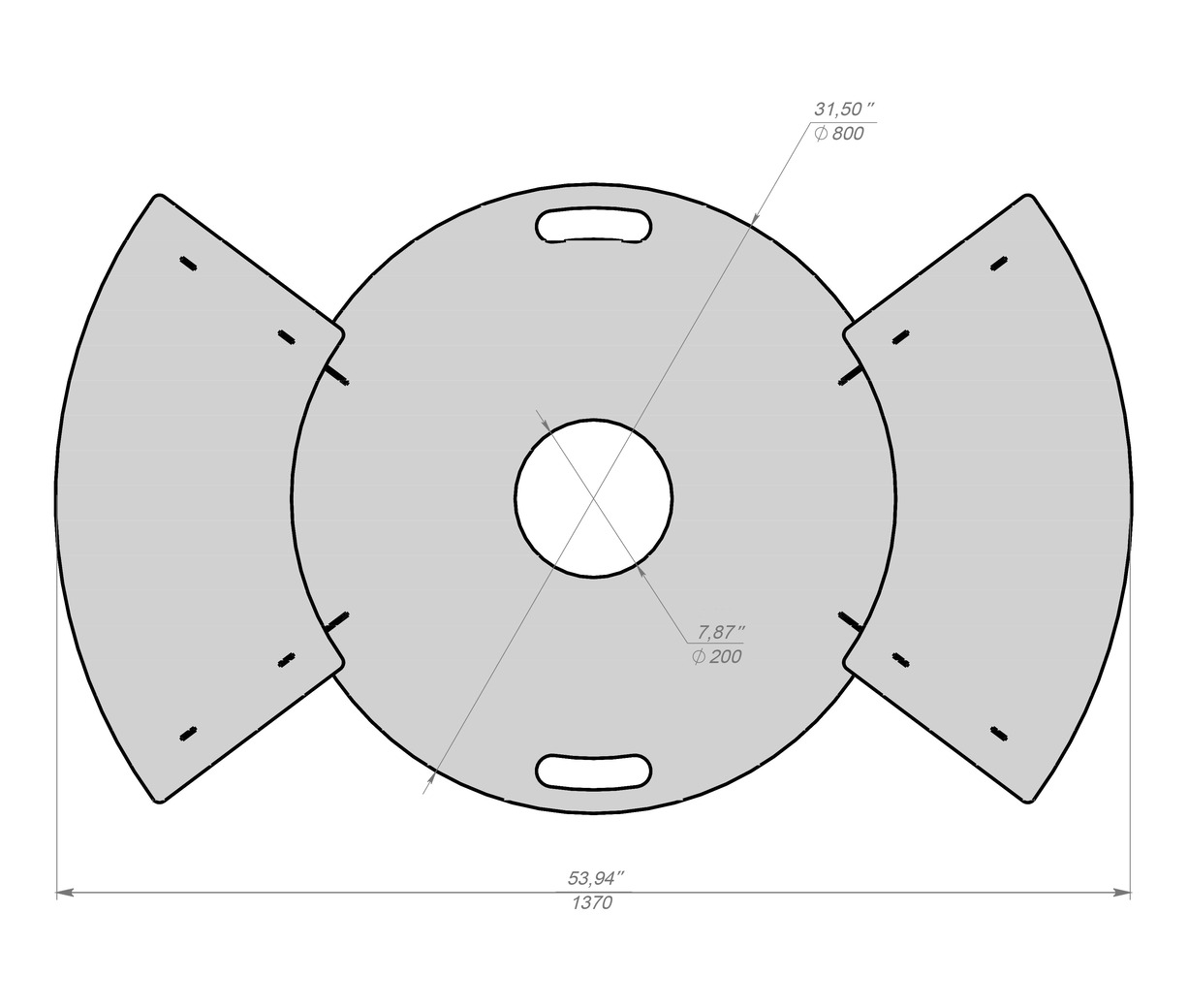 Round 80 cm Fire Plate Grill for Fire Barrel. DXF files for laser, plasma cutting. Plancha BBQ. Фото 13