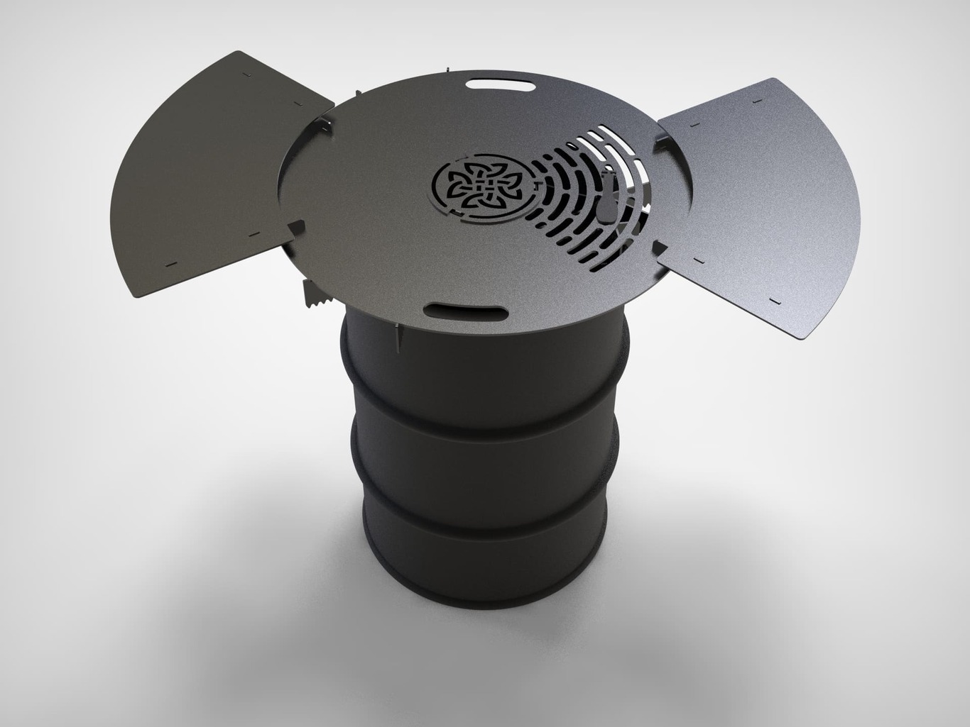 Round 80 cm Fire Plate Grill for Fire Barrel. DXF files for laser, plasma cutting. Plancha BBQ. Фото 9