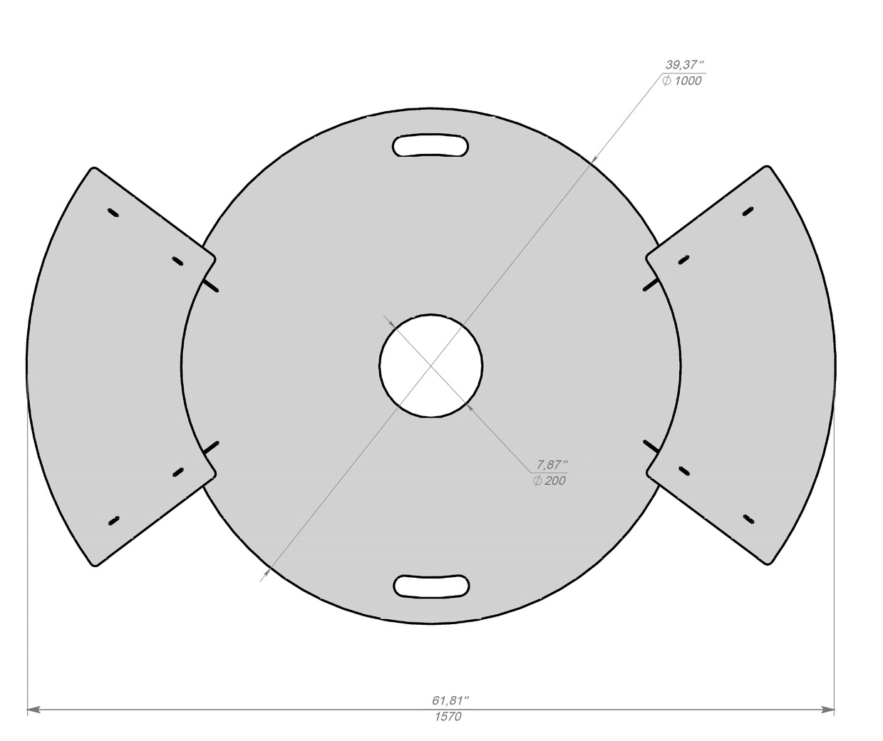 Round 100 cm Fire Plate Grill for Fire Barrel. DXF files for laser, plasma cutting. Plancha BBQ. Фото 12
