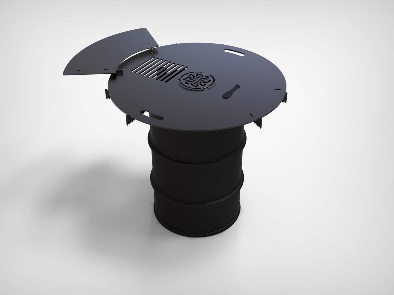 Round 100 cm Fire Plate Grill for Fire Barrel. DXF files for laser, plasma cutting. Plancha BBQ. Фото 10