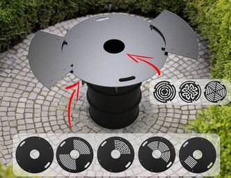 Round 100 cm Fire Plate Grill for Fire Barrel. DXF files for laser, plasma cutting. Plancha BBQ