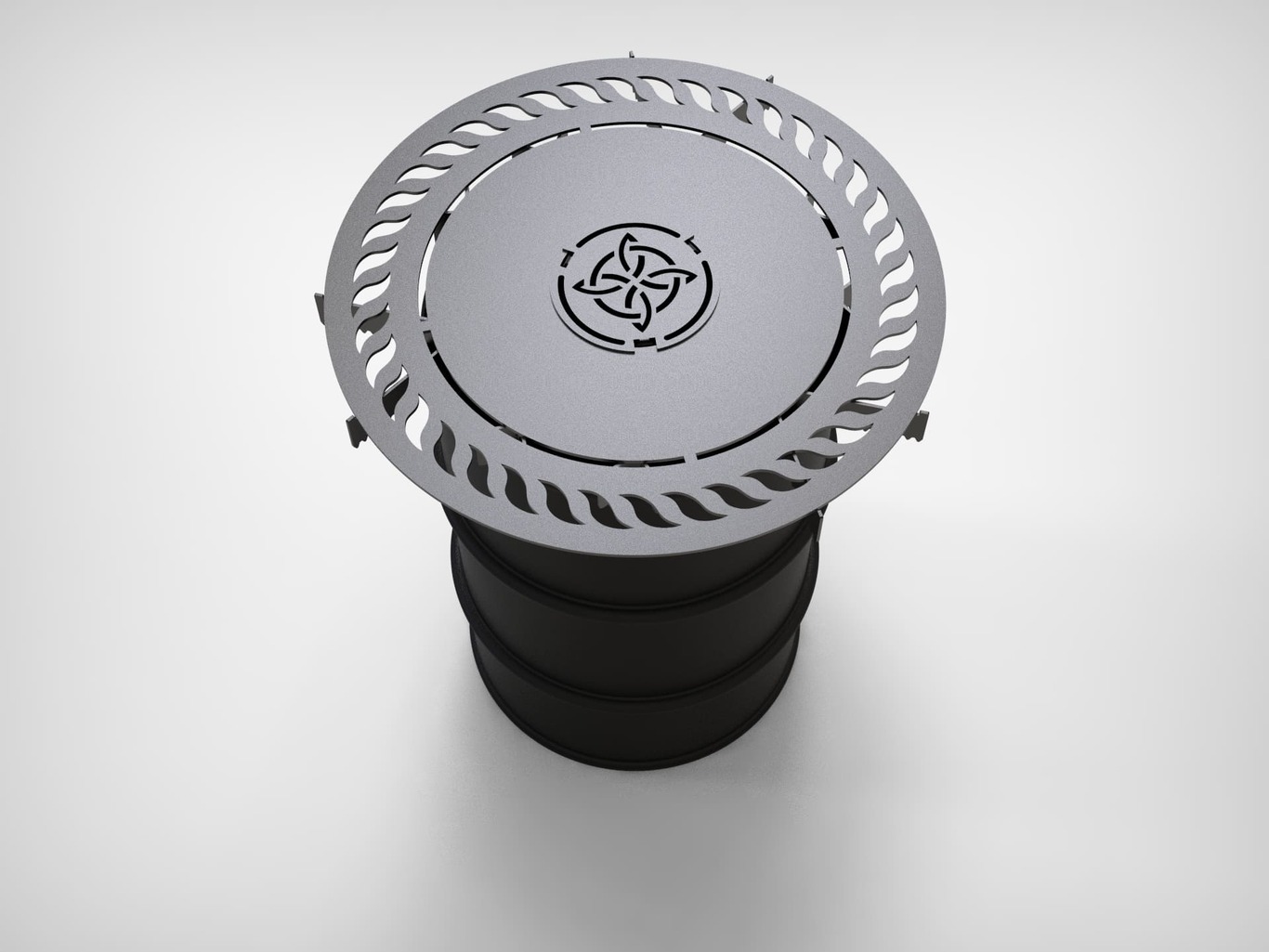 Round 80 cm Fire Plate Grill V2 for Fire Barrel. DXF files for laser, plasma cutting. Plancha BBQ. Фото 8