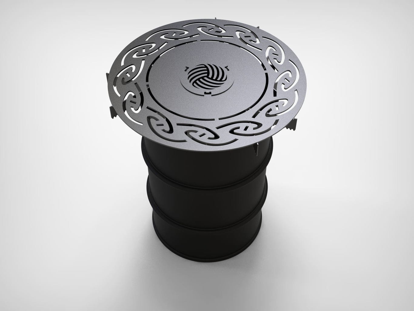 Round 80 cm Fire Plate Grill V2 for Fire Barrel. DXF files for laser, plasma cutting. Plancha BBQ. Фото 9