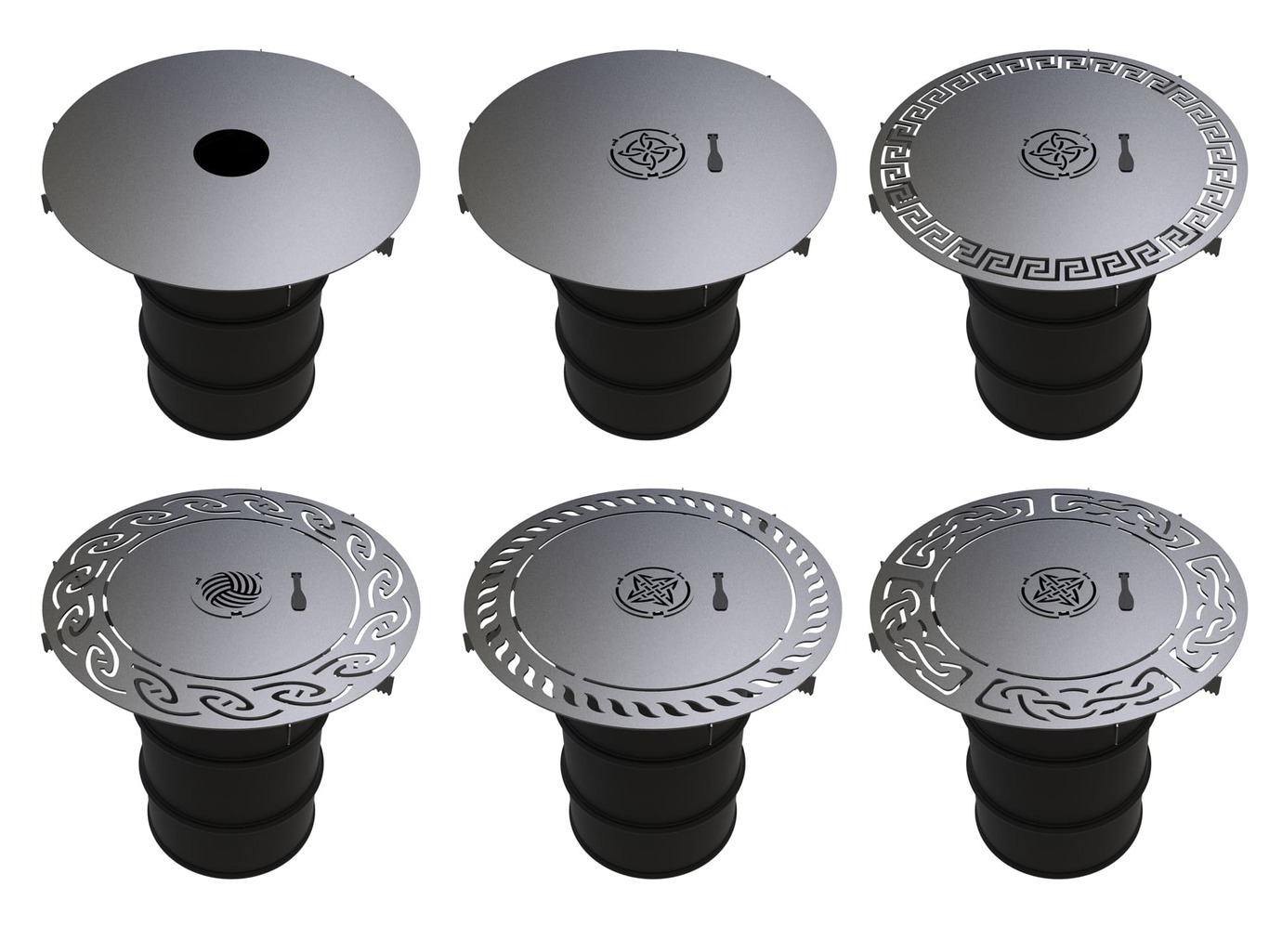 Round 100 cm Fire Plate Grill V2 for Fire Barrel. DXF files for laser, plasma cutting. Plancha BBQ. Фото 2